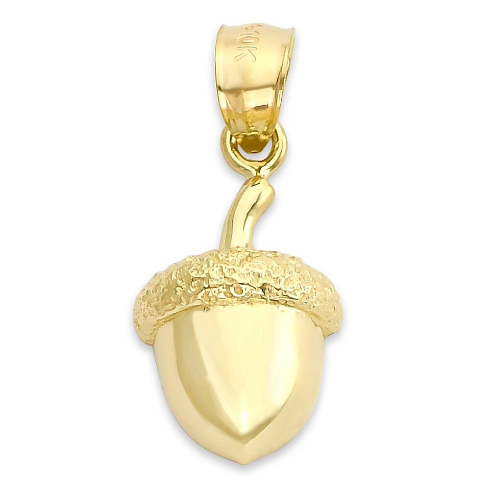 Solid 10k Gold Acorn Pendant - Nature-Inspired Jewelry Gifts for Her